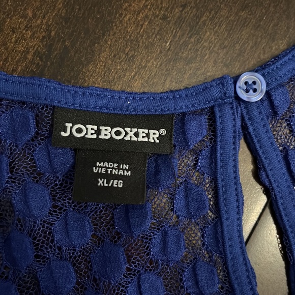 Blue women’s top from Joe Boxer Size XL. Button back/see through top. - Picture 8 of 10